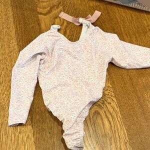 Minnow Pink Floral One-Piece Swimsuit for Kids - Long Sleeve